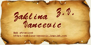 Žaklina Vančević vizit kartica